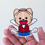 Straw Hat Character Corgi Sticker