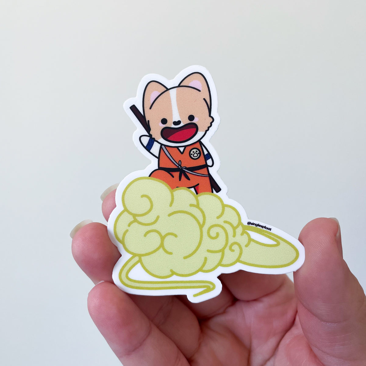 Flying Cloud with Corgi Sticker