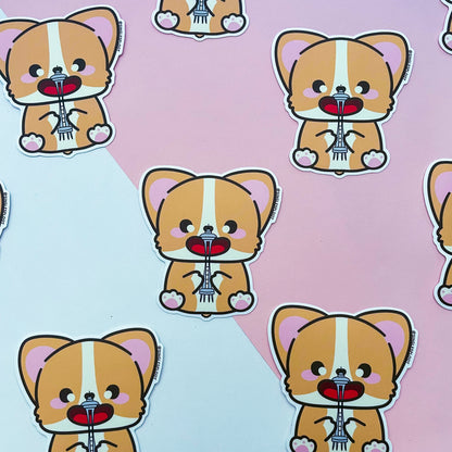 Space Needle Toy Corgi Sticker