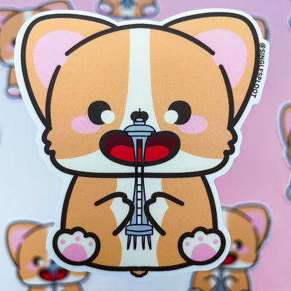Space Needle Toy Corgi Sticker