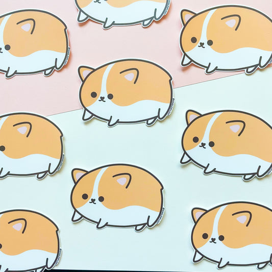 Chonky Corgi - Red Colored Matte Sticker
