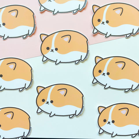 Chonky Corgi - Red Colored Matte Sticker