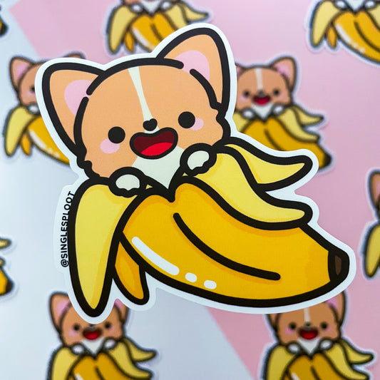 Corgi in a Banana Sticker