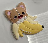 Corgi In A Banana Raised 3D Magnet