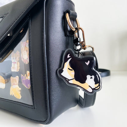 Sleepy Tri-Color Corgi Acrylic Keychain