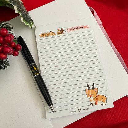 Pawliday Falalalala Reindeer Corgi Notepad